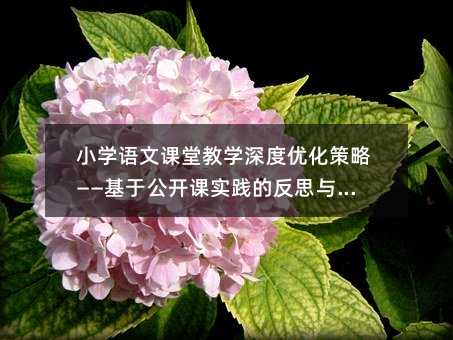 小学语文课堂教学深度优化策略——基于公开课实践的反思与重构
