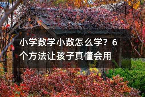 小学数学小数怎么学?6个方法让孩子真懂会用