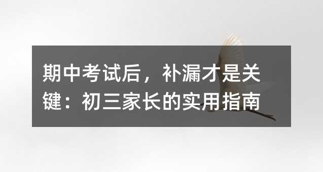 期中考试后,补漏才是关键:初三家长的实用指南