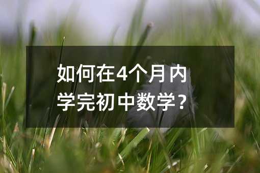 如何在4个月内学完初中数学?